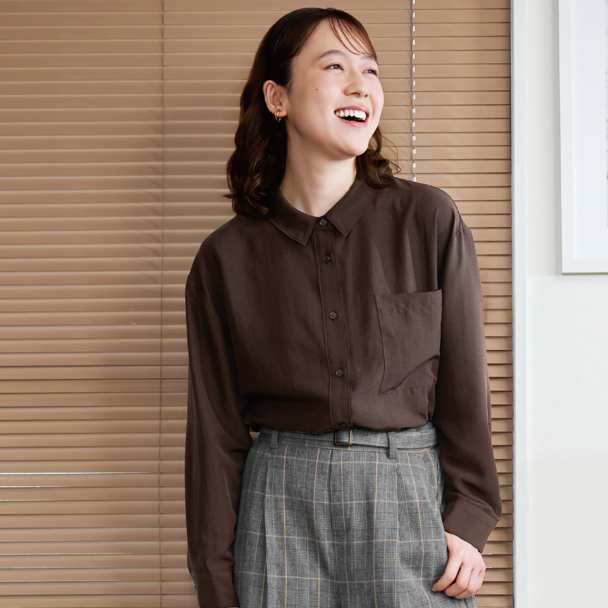 裾レースレギュラーカラーブラウス レディス ESSEME(エシーム) AE262LJ382J(チャ-XL)