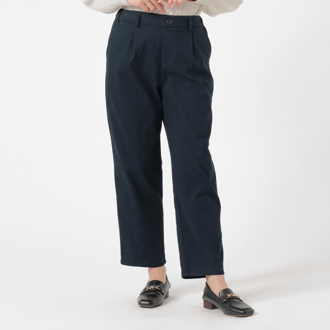 裏起毛タックツイルセミワイドパンツ レディス ESSEME(エシーム) 391866(コイアオ-S)