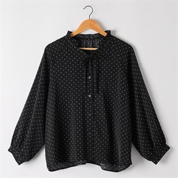 フリルネックシャツ レディス ESSEME(エシーム) ESM26W070-TS(クロ-M)