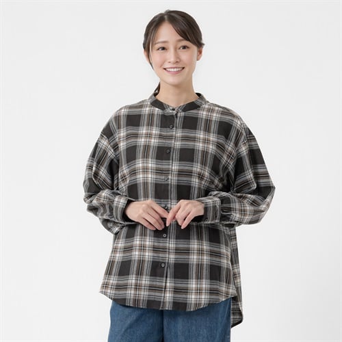 袖ワンポイント刺繍シャツ レディス ESSEME(エシーム) 516156(Ａクロ-M)
