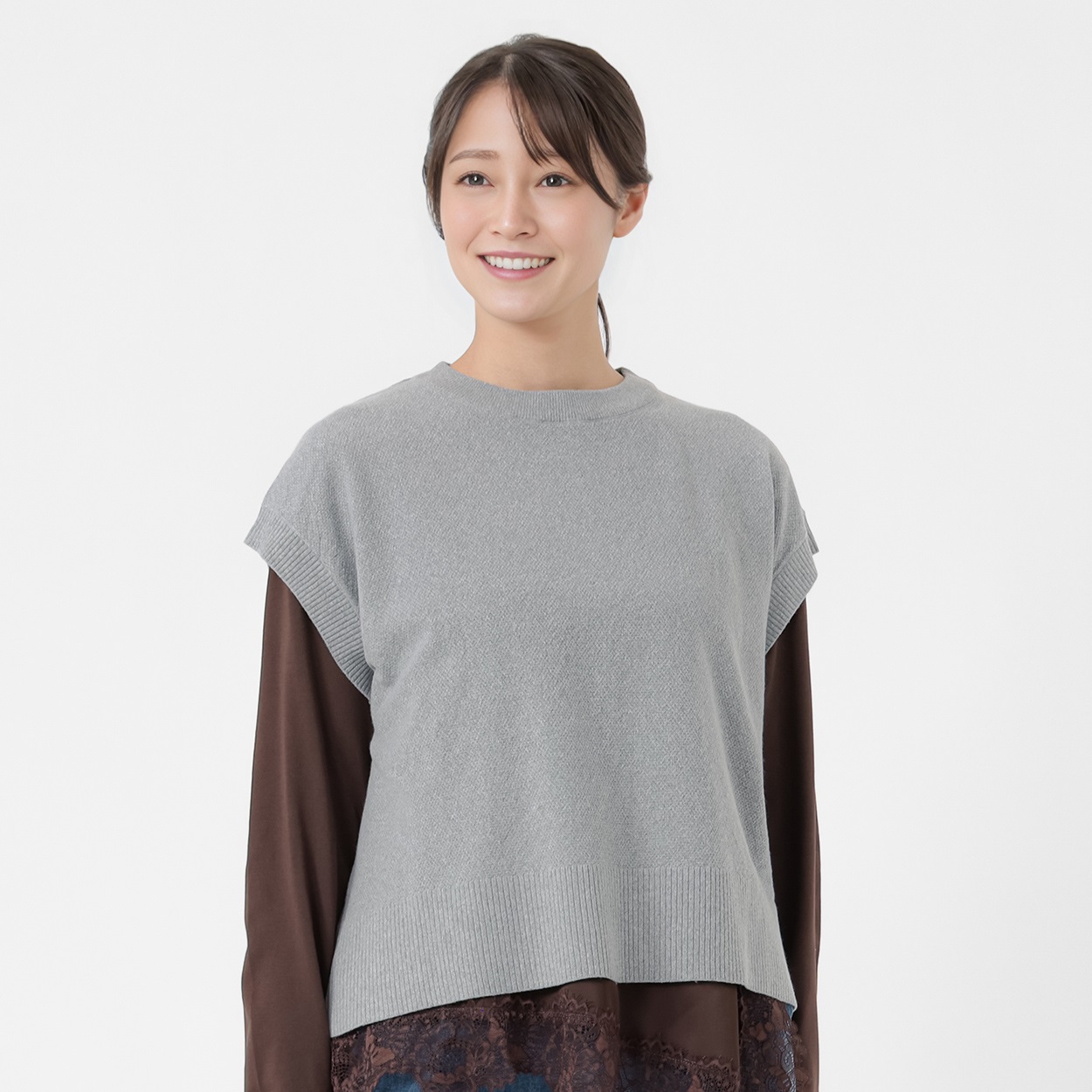 カノコバックスリットニットベスト レディス ESSEME(エシーム) 483570(ウスクロ-XL)