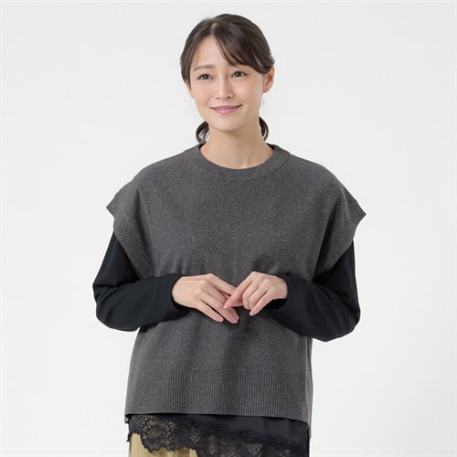カノコバックスリットニットベスト レディス ESSEME(エシーム) 483570(チャコ－ルグレ－-M)