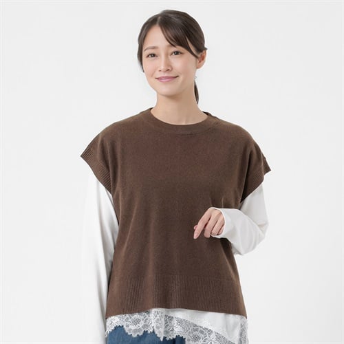 カノコバックスリットニットベスト レディス ESSEME(エシーム) 483570