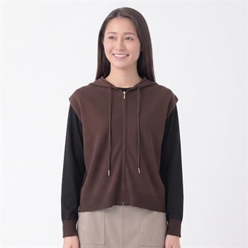 フードジップニットベスト レディス ESSEME(エシーム) 483571(チャ-M)