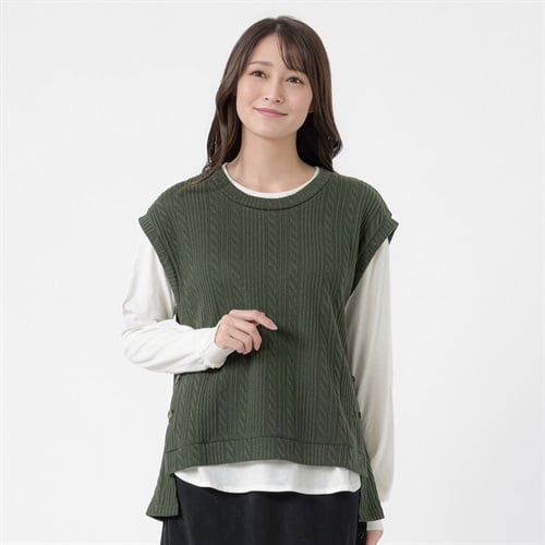 ニットソーベストセット レディス ESSEME(エシーム) AE262HY385J(コイミドリ-M)