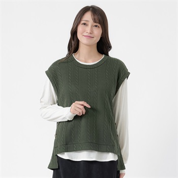 ニットソーベストセット レディス ESSEME(エシーム) AE262HY385J(コイミドリ-M)