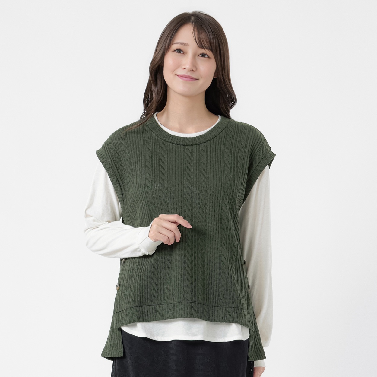 ニットソーベストセット レディス ESSEME(エシーム) AE262HY385J(コイミドリ-L)