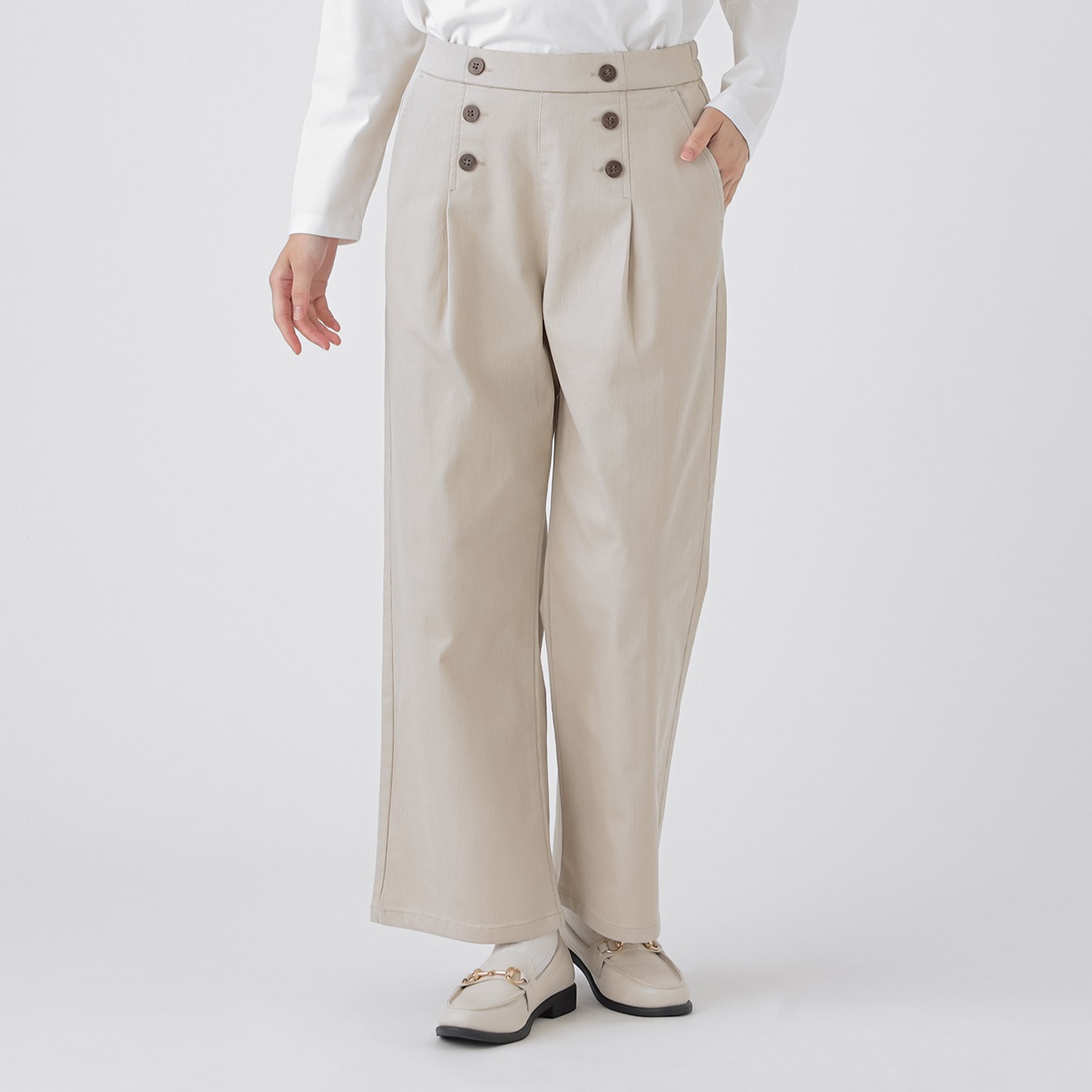 裏起毛デニムワイドパンツ レディス ESSEME(エシーム) 5313633(チャ-S)