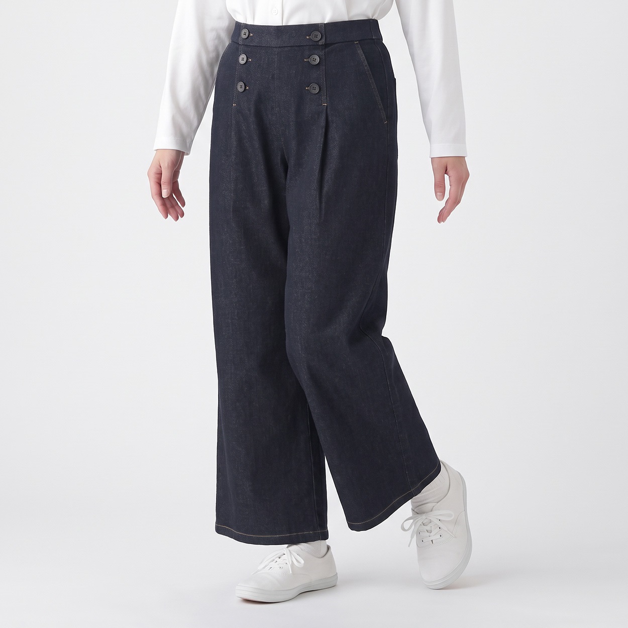裏起毛デニムワイドパンツ レディス ESSEME(エシーム) 5313633(コイアオ-M)