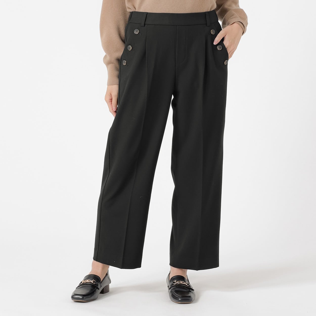 裏起毛ストレートパンツレギュラー レディス ESSEME(エシーム) 5314633(クロ-XL)