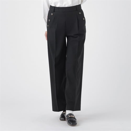 裏起毛ストレートパンツロング レディス ESSEME(エシーム) 5314633L(クロ-M)