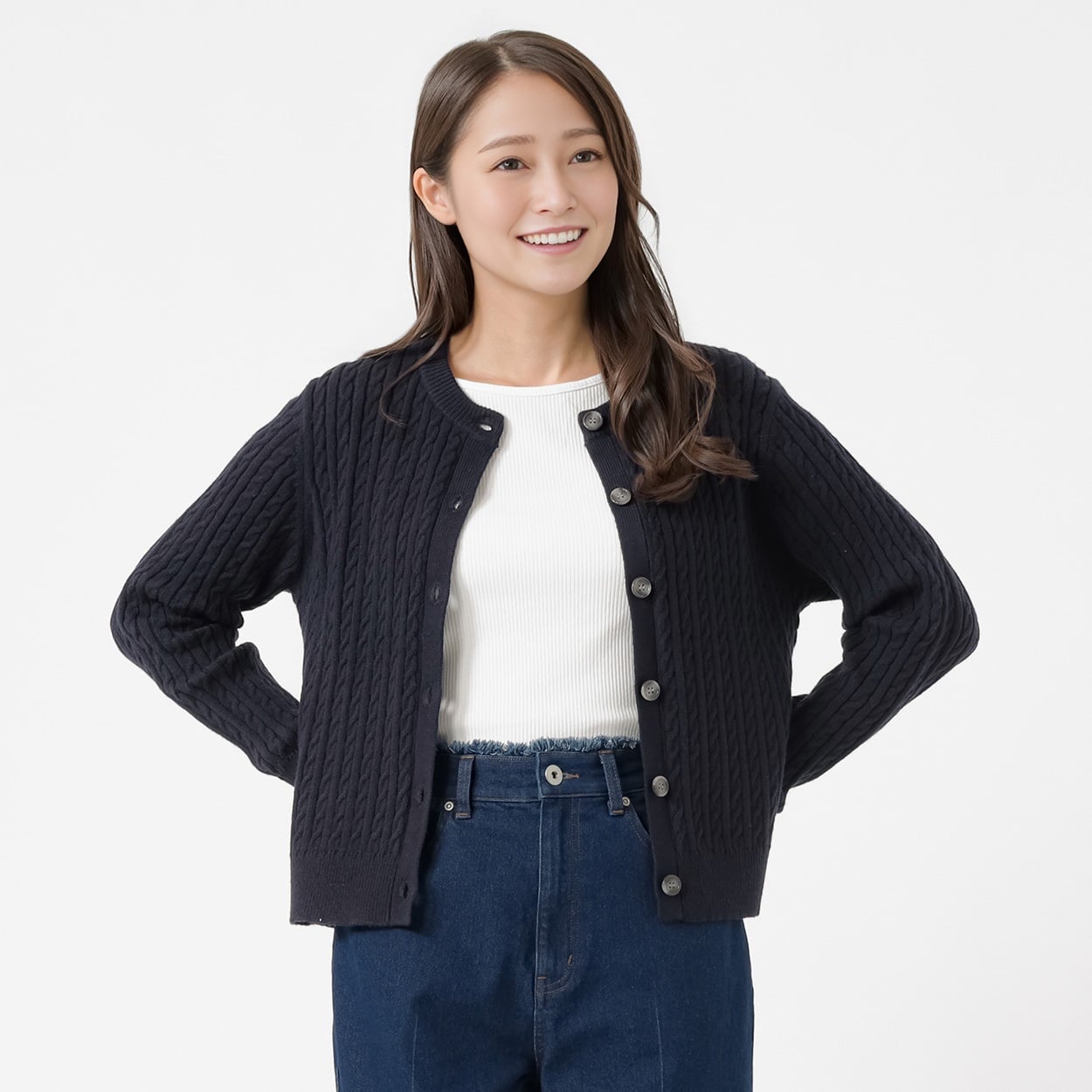 ラインケーブルカーディガン レディス ESSEME(エシーム) 691076(コイアオ-XL)