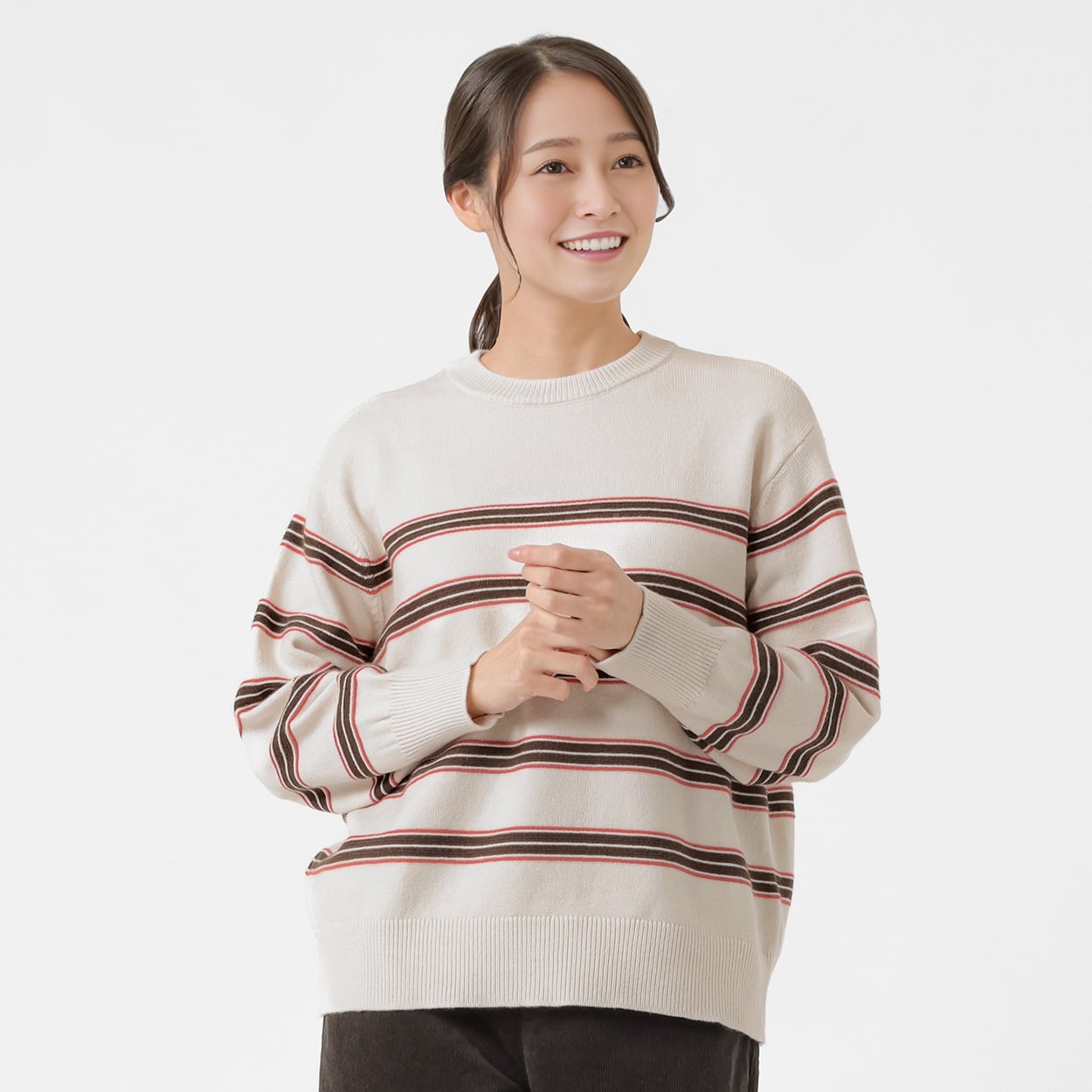 マルチボーダープルオーバー レディス ESSEME(エシーム) 691080(アイボリー-XL)
