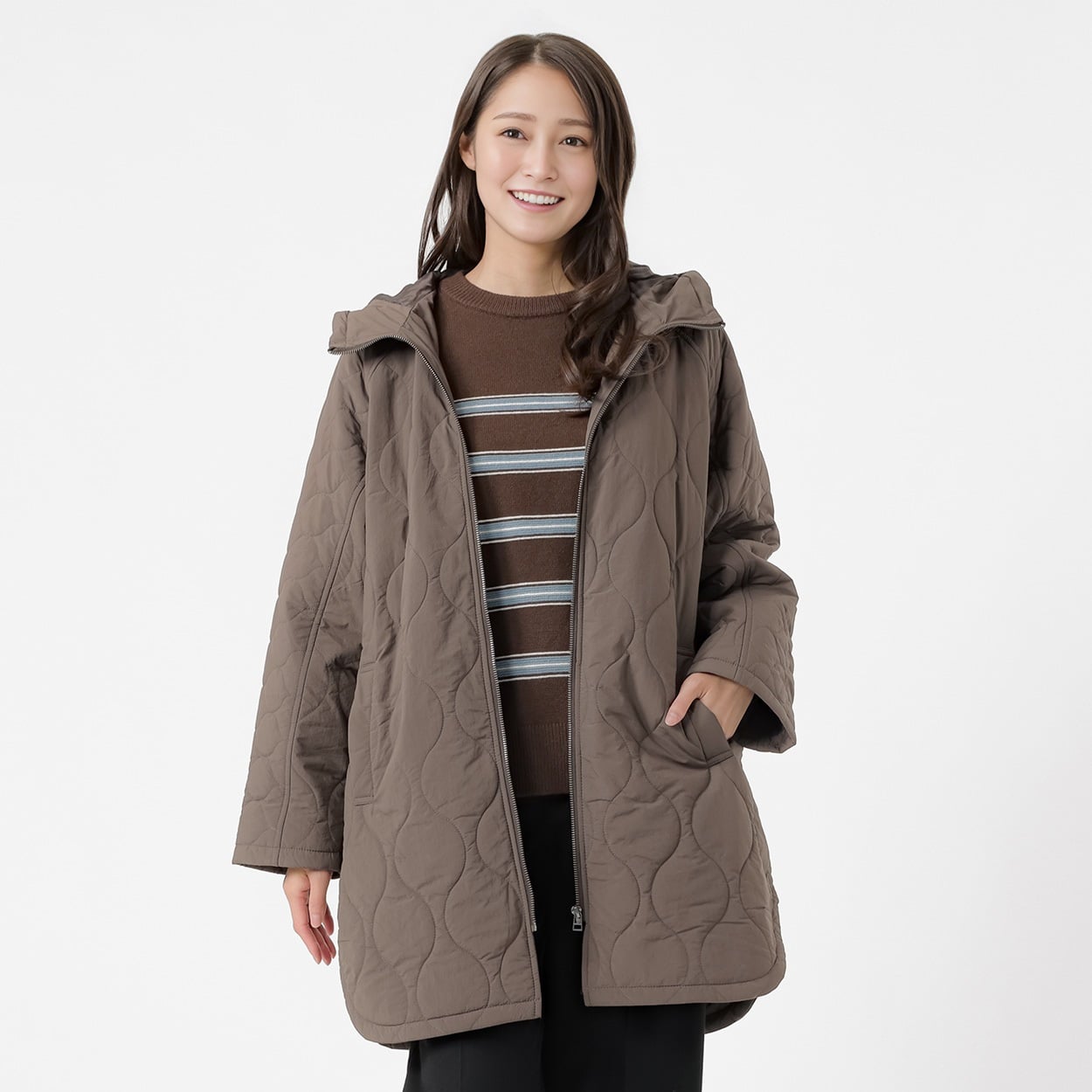 キルト切替フードコート レディス ESSEME(エシーム) 230201(チャ-L)