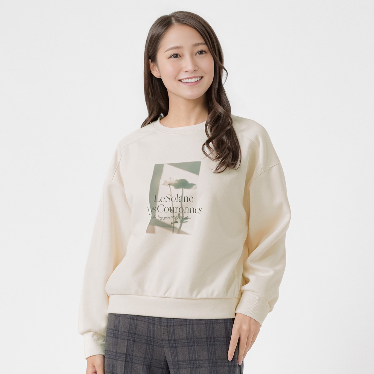 フォトプリントトレーナー レディス ESSEME(エシーム) 363176-CPN(アイボリー-XL)