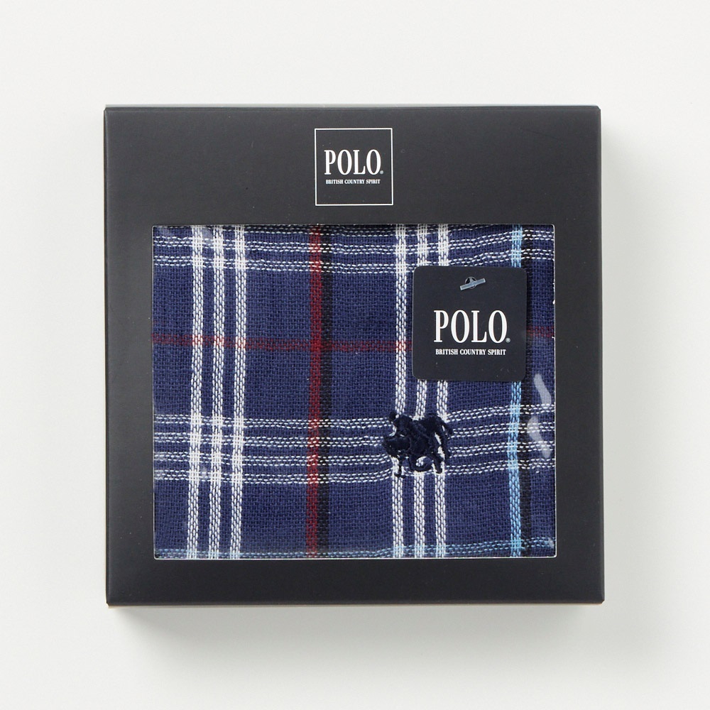 POLO BCS 紳士箱入りハンカチ(アオ-フリー)