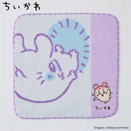 ちいかわ タオルハンカチ(運んでる・パープル-フリー)