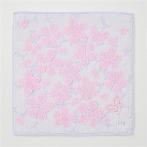 HANAE MORI(ハナエモリ) 桜タオルハンカチ 蝶(ムラサキ-フリー)