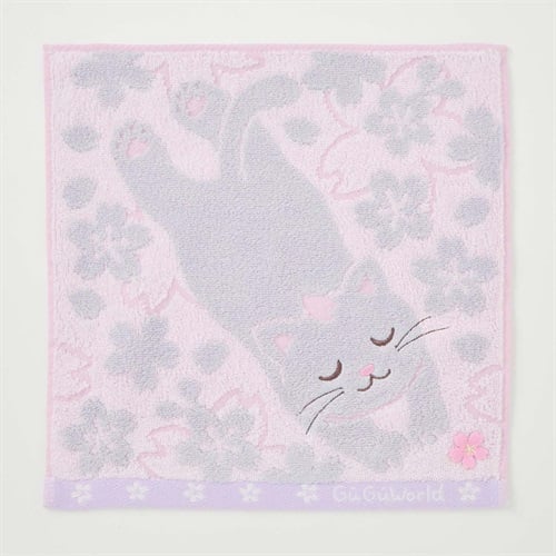 グーグー 桜タオルハンカチ 猫