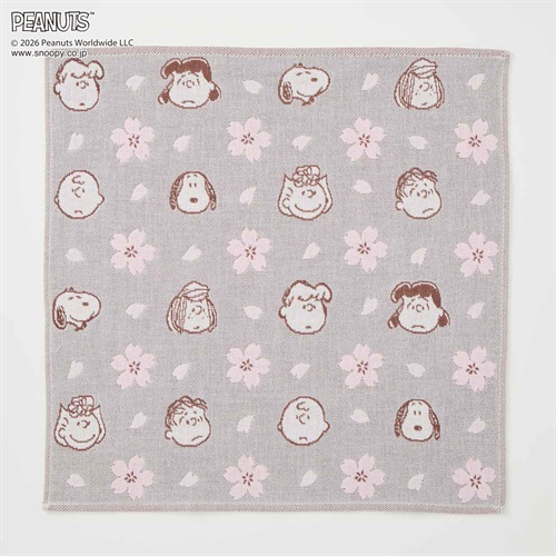 ピーナッツ(PEANUTS) スヌーピー 桜3重ガーゼハンカチ 仲間(ウスクロ-フリー)