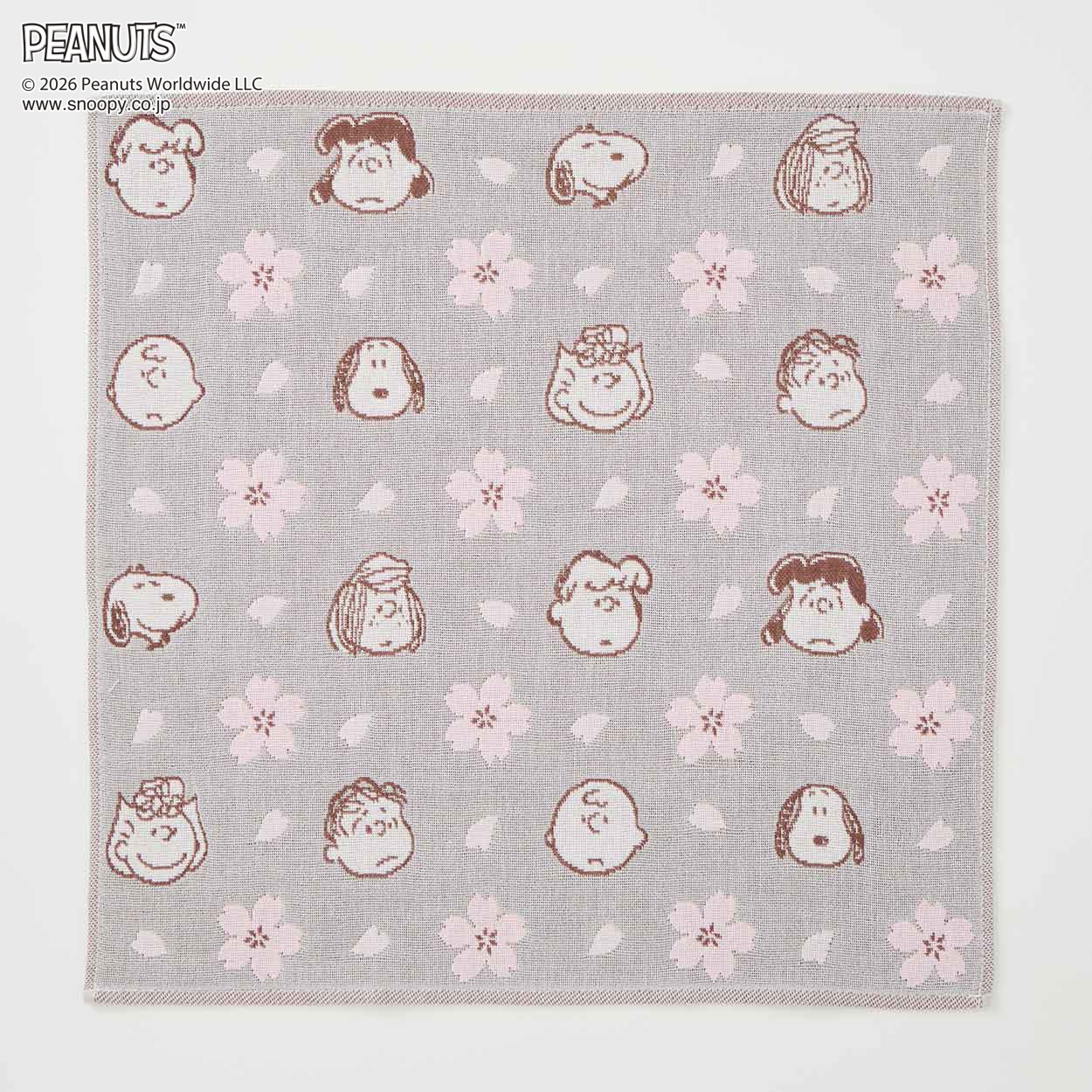 ピーナッツ(PEANUTS) スヌーピー 桜3重ガーゼハンカチ 仲間(ウスクロ-フリー)
