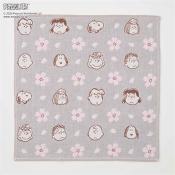 ピーナッツ(PEANUTS) スヌーピー 桜3重ガーゼハンカチ 仲間(ウスクロ-フリー)