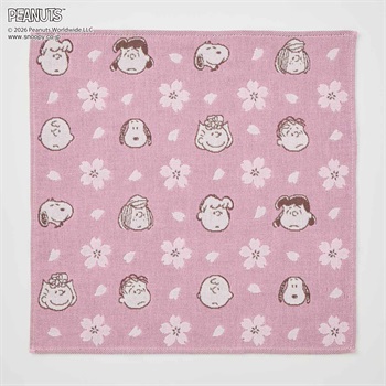 ピーナッツ(PEANUTS) スヌーピー 桜3重ガーゼハンカチ 仲間(ウスアカ-フリー)