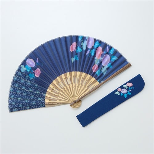 和花婦人扇子セット(朝顔-フリー)
