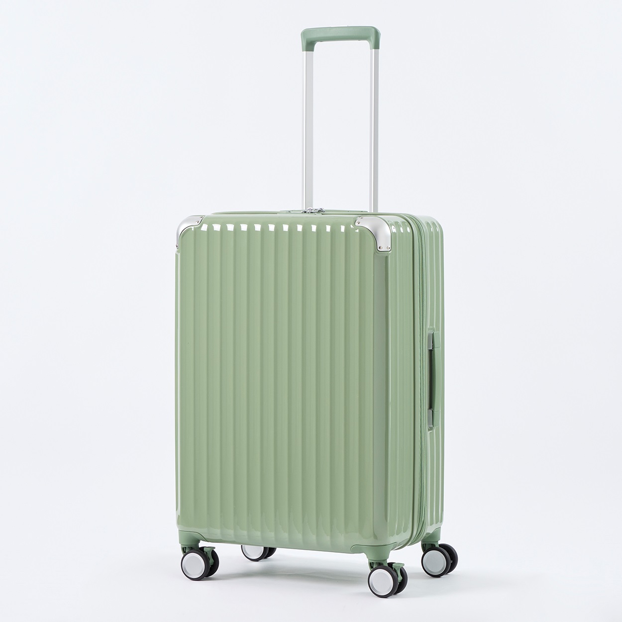 トップバリュ(TOPVALU) Mサイズ 拡張ファスナー付き軽量ジッパーキャリー(ミドリ-M)