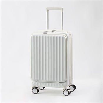トップバリュ(TOPVALU) フロントオープンS 拡張ファスナー付き軽量ジッパーキャリー(シロ-48CM)