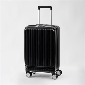 トップバリュ(TOPVALU) フロントオープンS 拡張ファスナー付き軽量ジッパーキャリー(クロ-48CM)