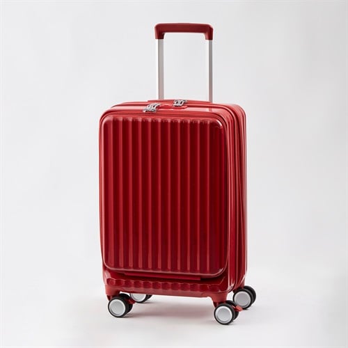 トップバリュ(TOPVALU) フロントオープンS 拡張ファスナー付き軽量ジッパーキャリー(アカ-48CM)