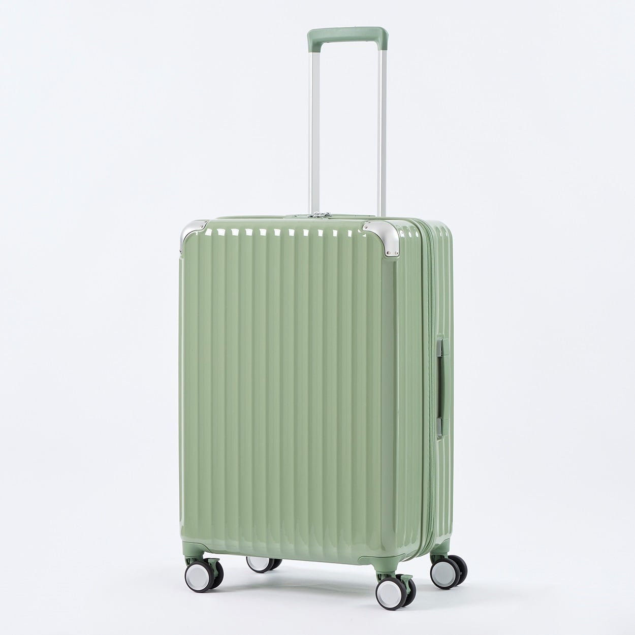 トップバリュ(TOPVALU) Mサイズ 拡張ファスナー付き軽量ジッパーキャリー(ミドリ-M)