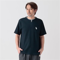 北斎アニマルズ刺繍入りジャガードレイヤードTシャツ メンズ(コイアオ-M)