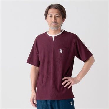 北斎アニマルズ刺繍入りジャガードレイヤードTシャツ メンズ
