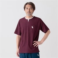 北斎アニマルズ刺繍入りジャガードレイヤードTシャツ メンズ(ウスムラサキ-M)