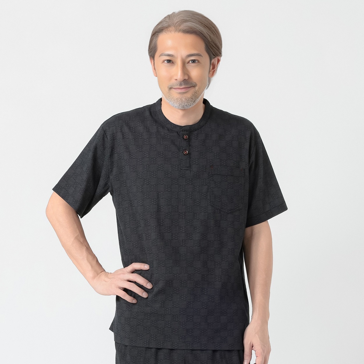 クレープ柄ヘンリーTシャツ メンズ | イオンスタイルオンライン 衣料品 