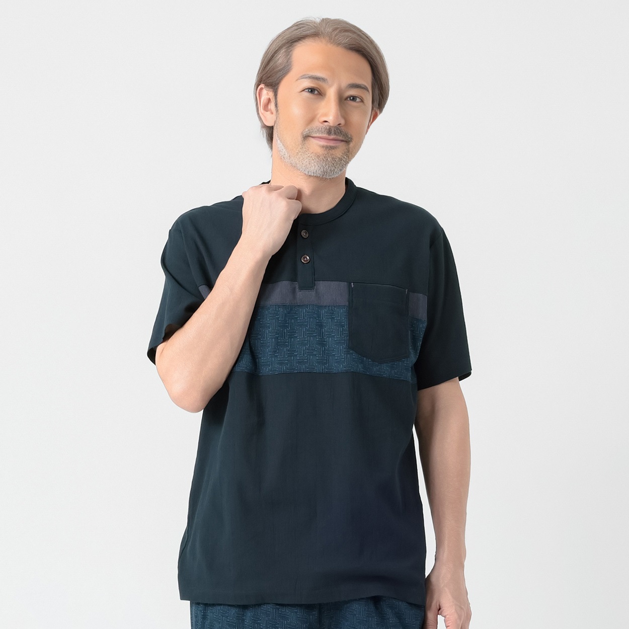 クレープ柄ヘンリーTシャツ メンズ | イオンスタイルオンライン 衣料品 