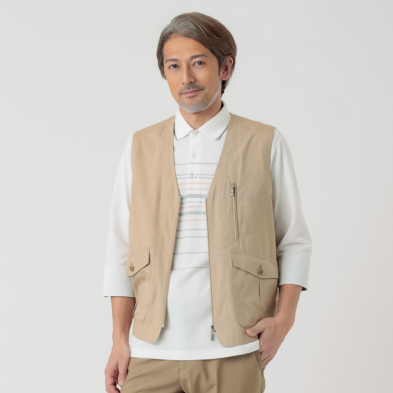TOROY(トロイ) TOROY メッシュ切替ベスト メンズ(ウスチャ-M)