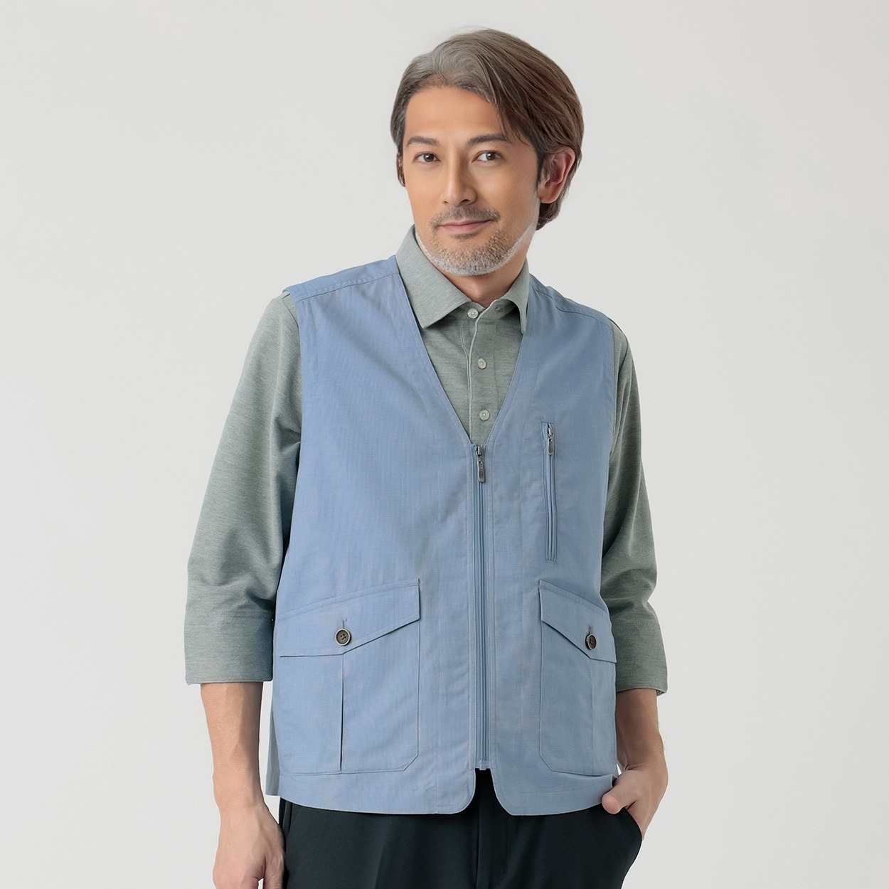 TOROY(トロイ) TOROY メッシュ切替ベスト メンズ(ウスアオ-M)