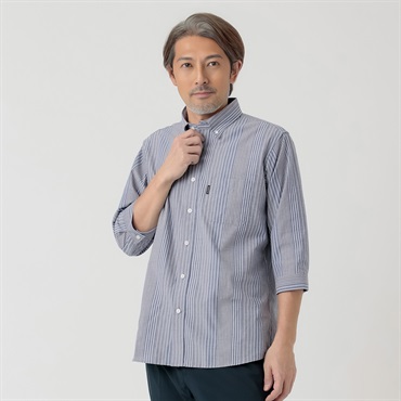 TOROY(トロイ) TOROY 七分袖ストライプシャツ メンズ(コイアオ-M)