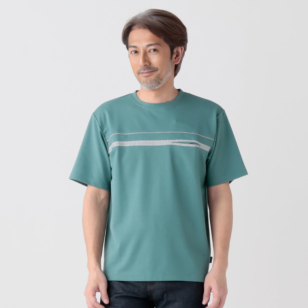 TOROY 胸切替Tシャツ メンズ(ミドリ-XL)