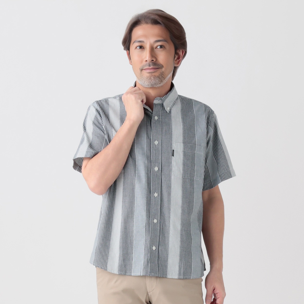 TOROY デザイン半袖シャツ メンズ(クロ-XL)