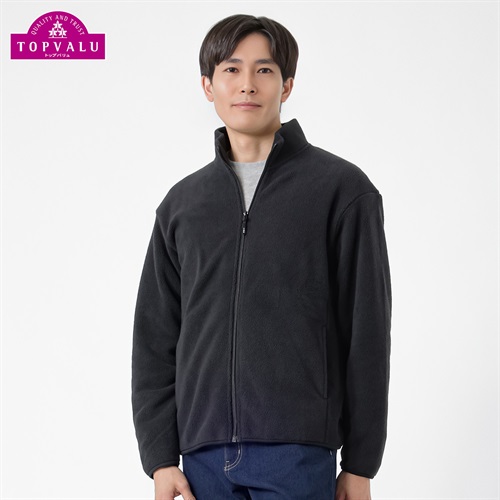 トップバリュ(TOPVALU) フリースジップジャケット メンズ(クロ-M)