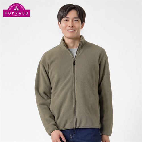トップバリュ(TOPVALU) フリースジップジャケット メンズ(ミドリ-M)