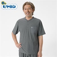 ヒヤロン シャドーヘンリーTシャツ メンズ(ウスクロ-M)