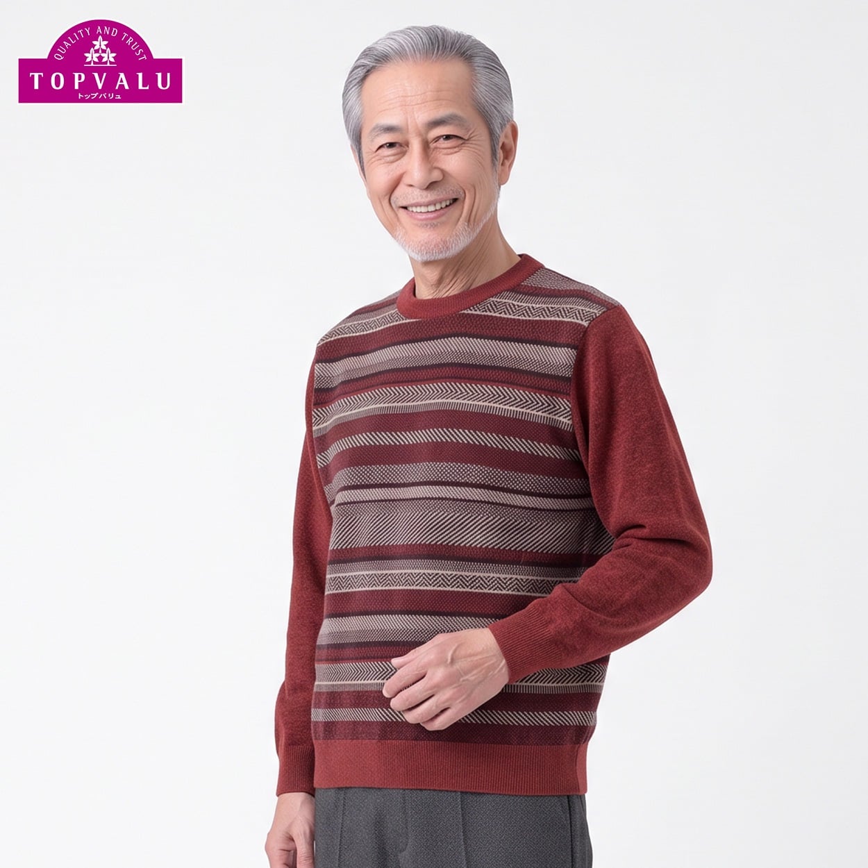 トップバリュ(TOPVALU) モールクルーネックセーター メンズ(ダイダイ-XL)