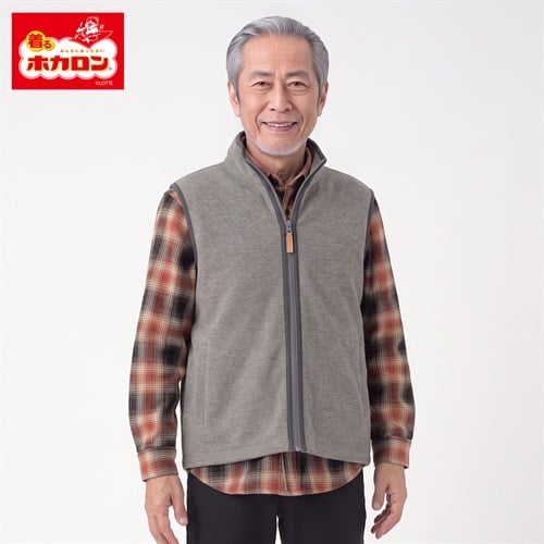 ホカロン 細コールフリースベスト メンズ(ウスクロ-M)
