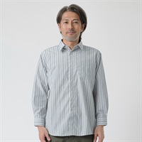快適設計ドビー長袖シャツ メンズ 粋楽陽(きらび)(ウスミドリ-M)