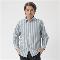 快適設計ドビー長袖シャツ メンズ 粋楽陽(きらび)(アオ-M)